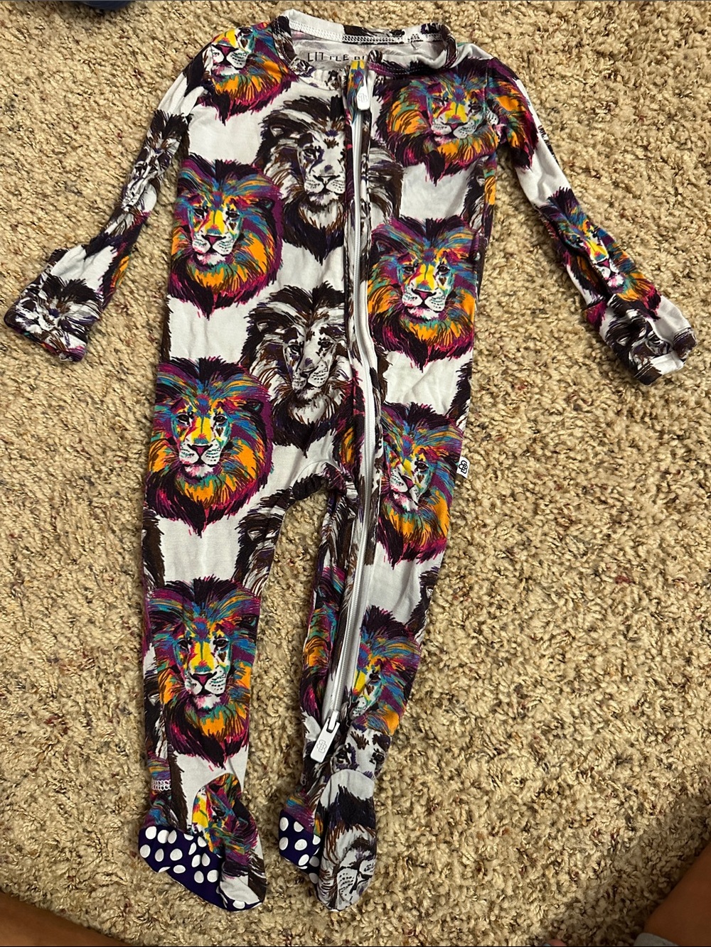 Little Bum Bums Multicolor Lion Print Kids One-Piece size 3-6 mos.